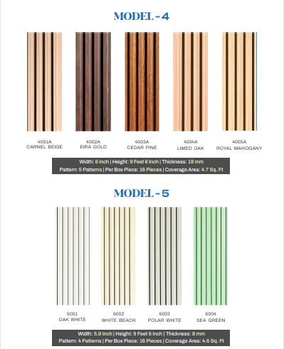 WPC Fluted Wall Panels Model 4 and Model 5 Interior Louvers
